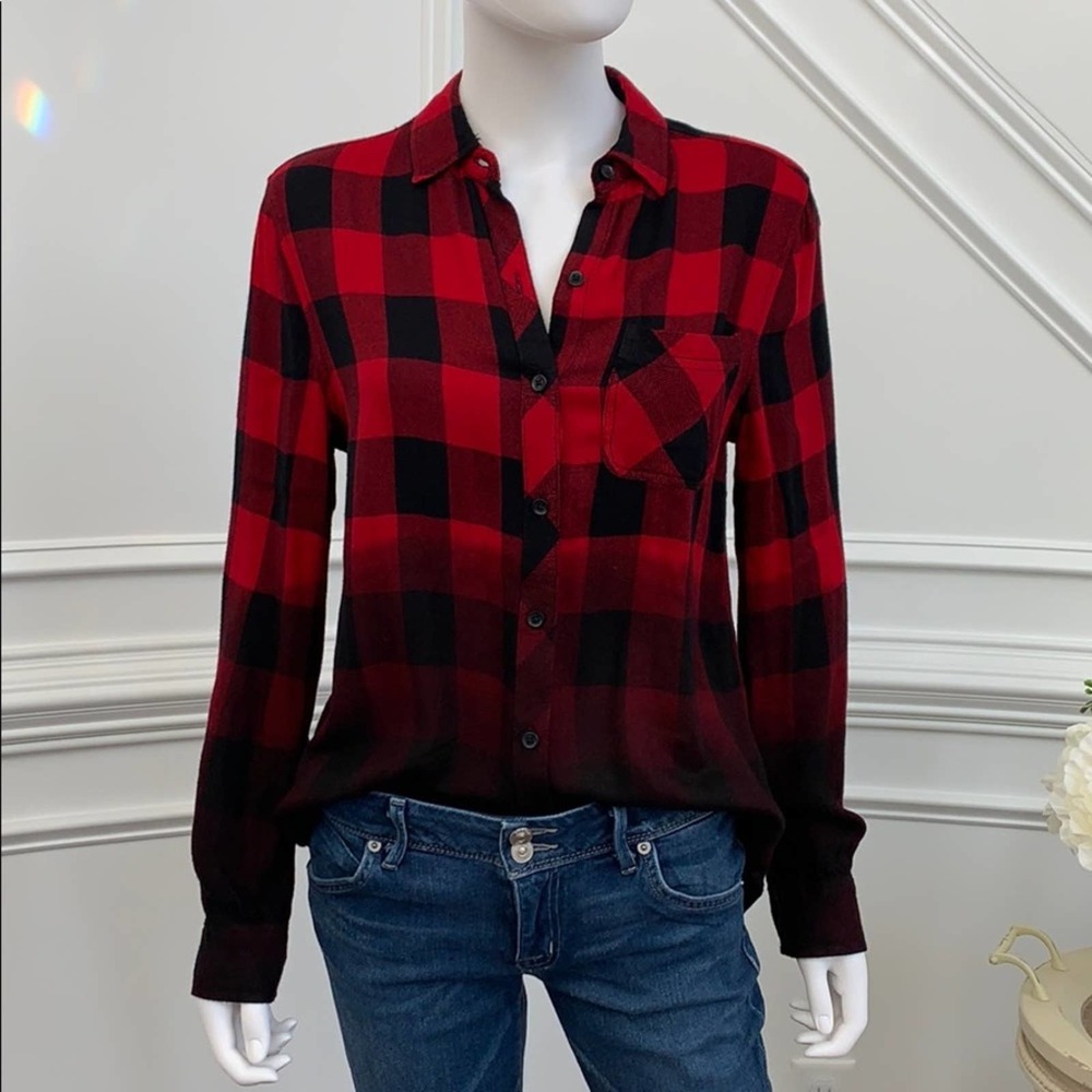 BeachLunchLounge Plaid Ombré Button Down Shirt S/P